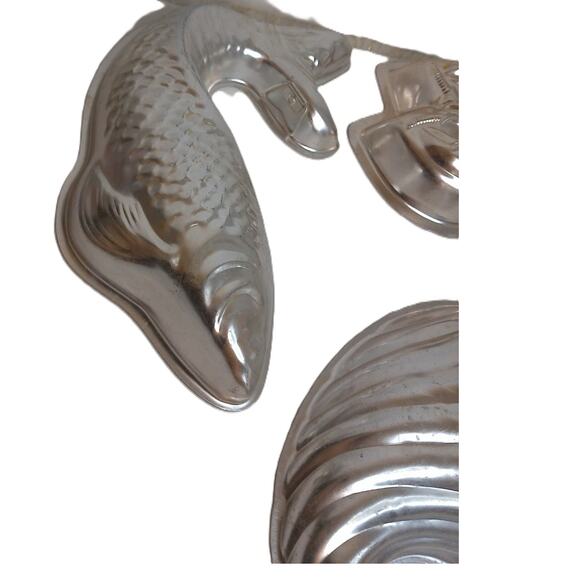 Vintage Aluminum Cake Jello Molds Lobster Fish Cornucopia SET OF 3 - Picture 2 of 9